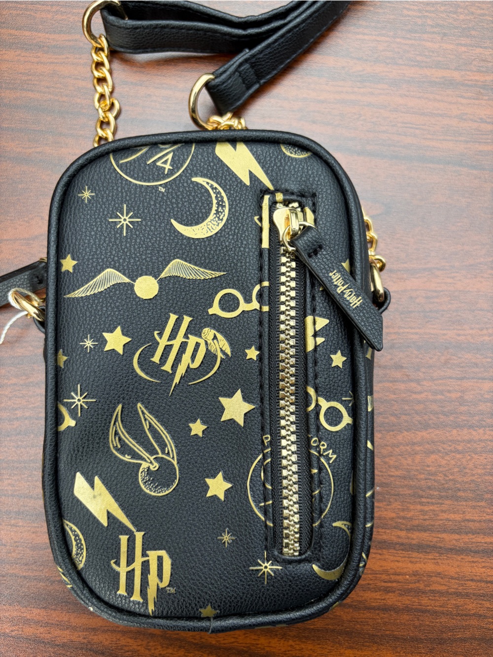 Harry Potter Gold Icons Cellphone Crossbody Bag Black NWT - Picture 2 of 7